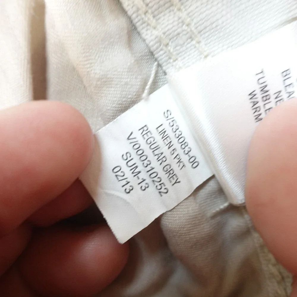 Banana Republic Pants Mens 38X32 Gray Linen Straight Chino Trouser Flat Front